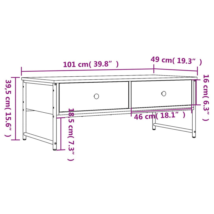 Salontafel 101x49x39,5 cm bewerkt hout zwart