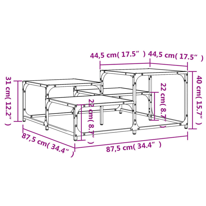 Salontafel 87,5x87,5x40 cm bewerkt hout zwart