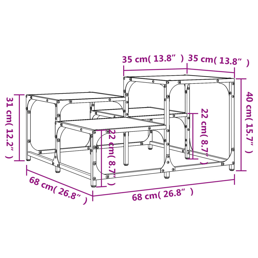 Salontafel 68x68x40 cm bewerkt hout zwart