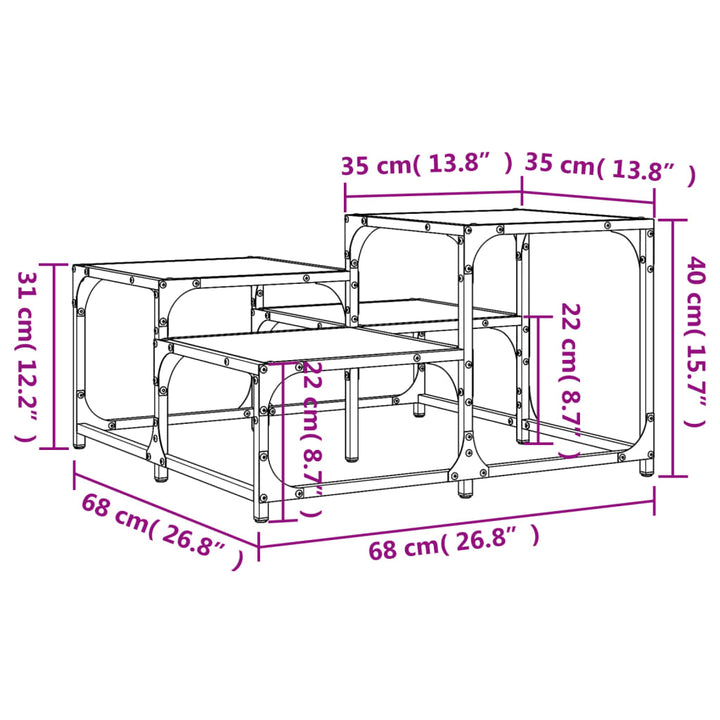 Salontafel 68x68x40 cm bewerkt hout zwart