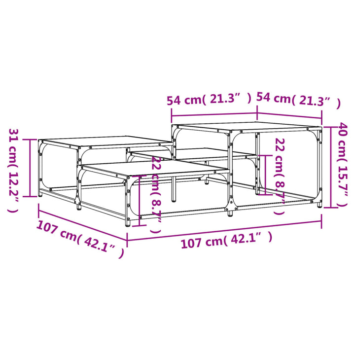 Salontafel 107x107x40 cm bewerkt hout zwart