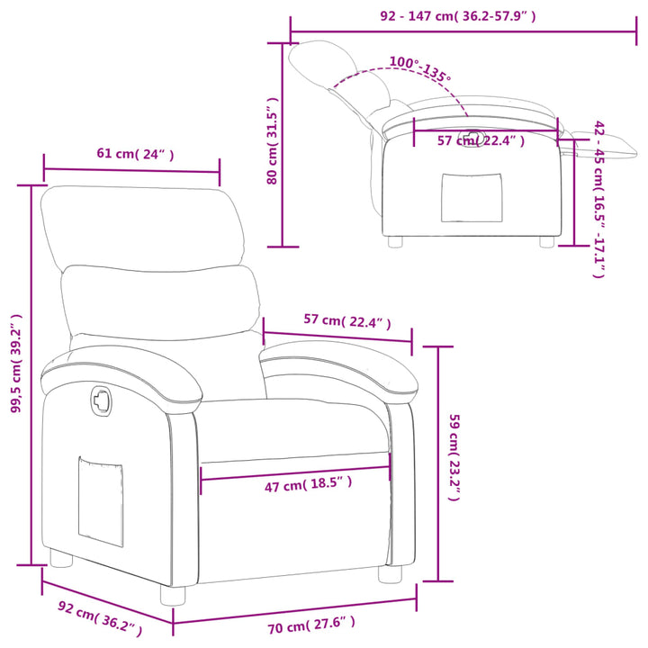 Fauteuil verstelbaar stof bruin