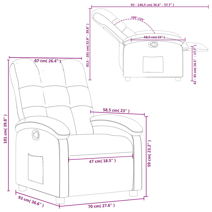 Fauteuil verstelbaar stof taupe