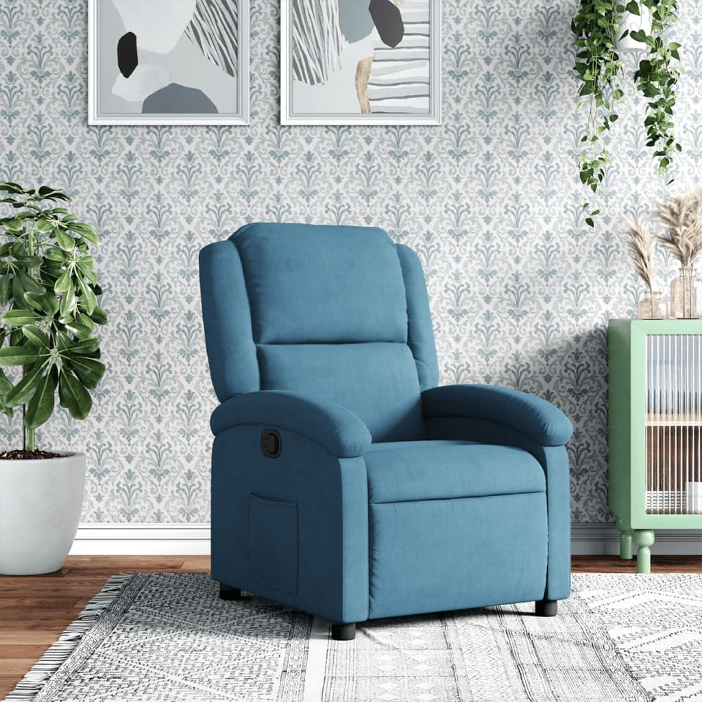 Fauteuil verstelbaar fluweel blauw