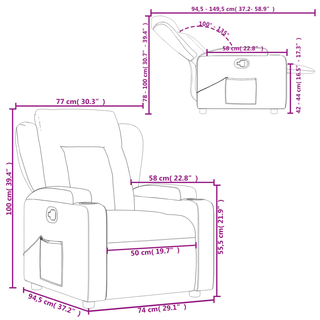 Fauteuil verstelbaar stof taupe