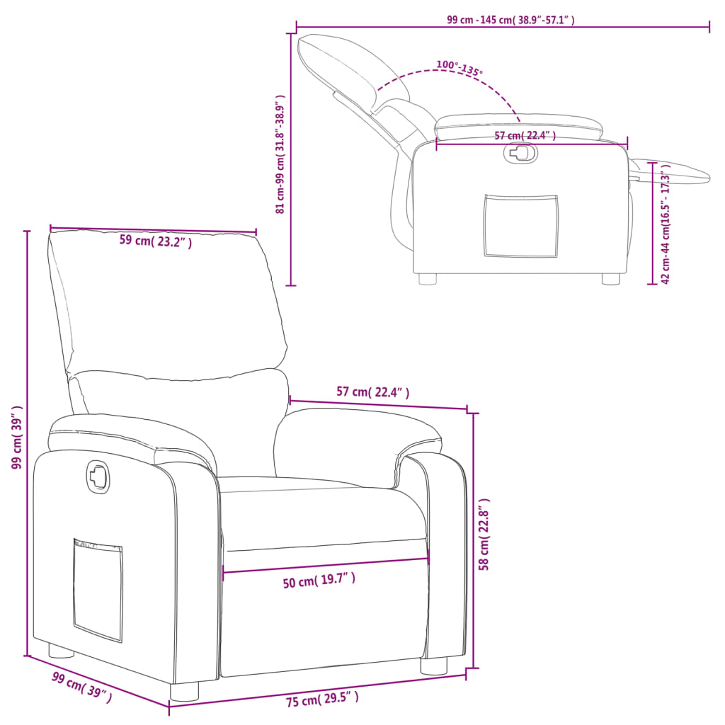 Fauteuil verstelbaar stof bruin