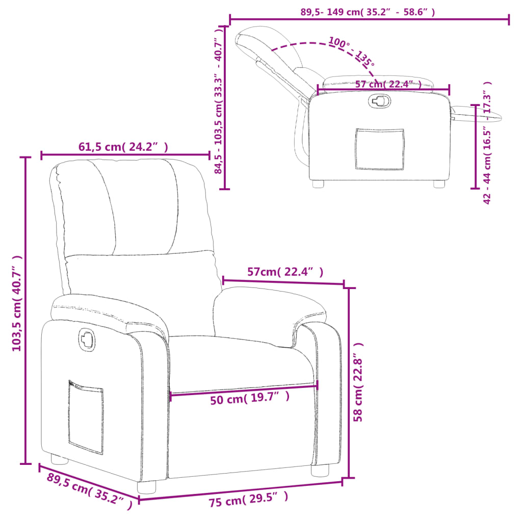 Fauteuil verstelbaar microvezelstof bruin