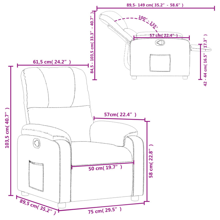 Fauteuil verstelbaar microvezelstof bruin