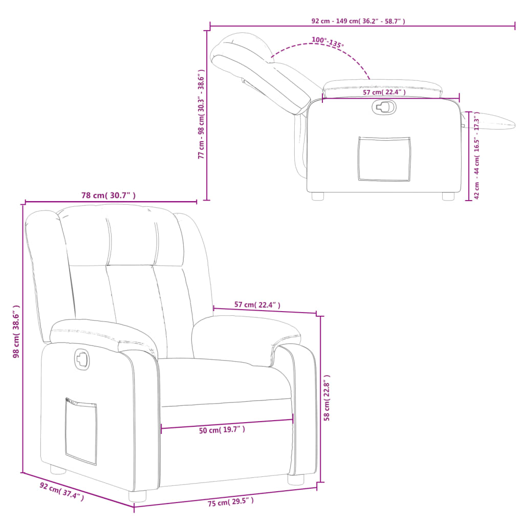 Fauteuil verstelbare stof lichtgrijs