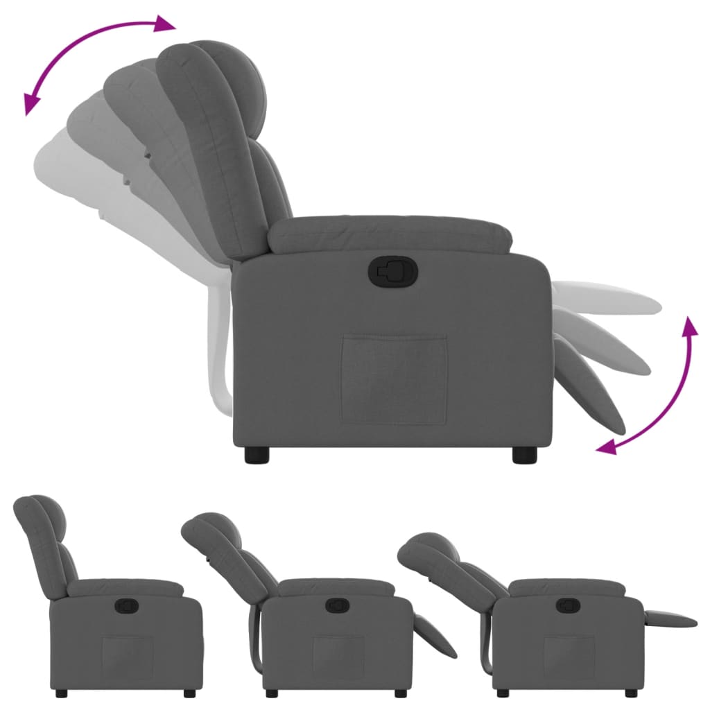 Fauteuil verstelbare stof donkergrijs