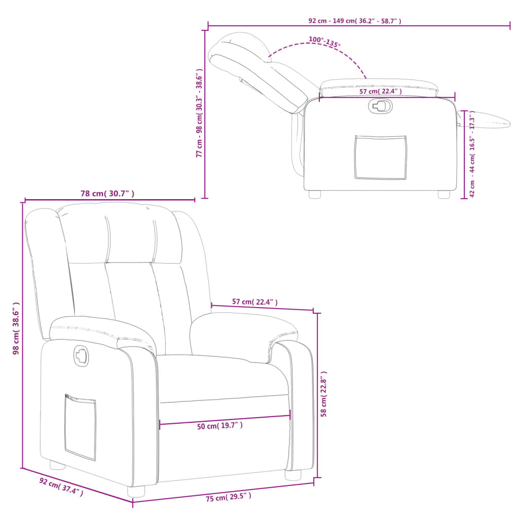 Fauteuil verstelbare stof donkergrijs