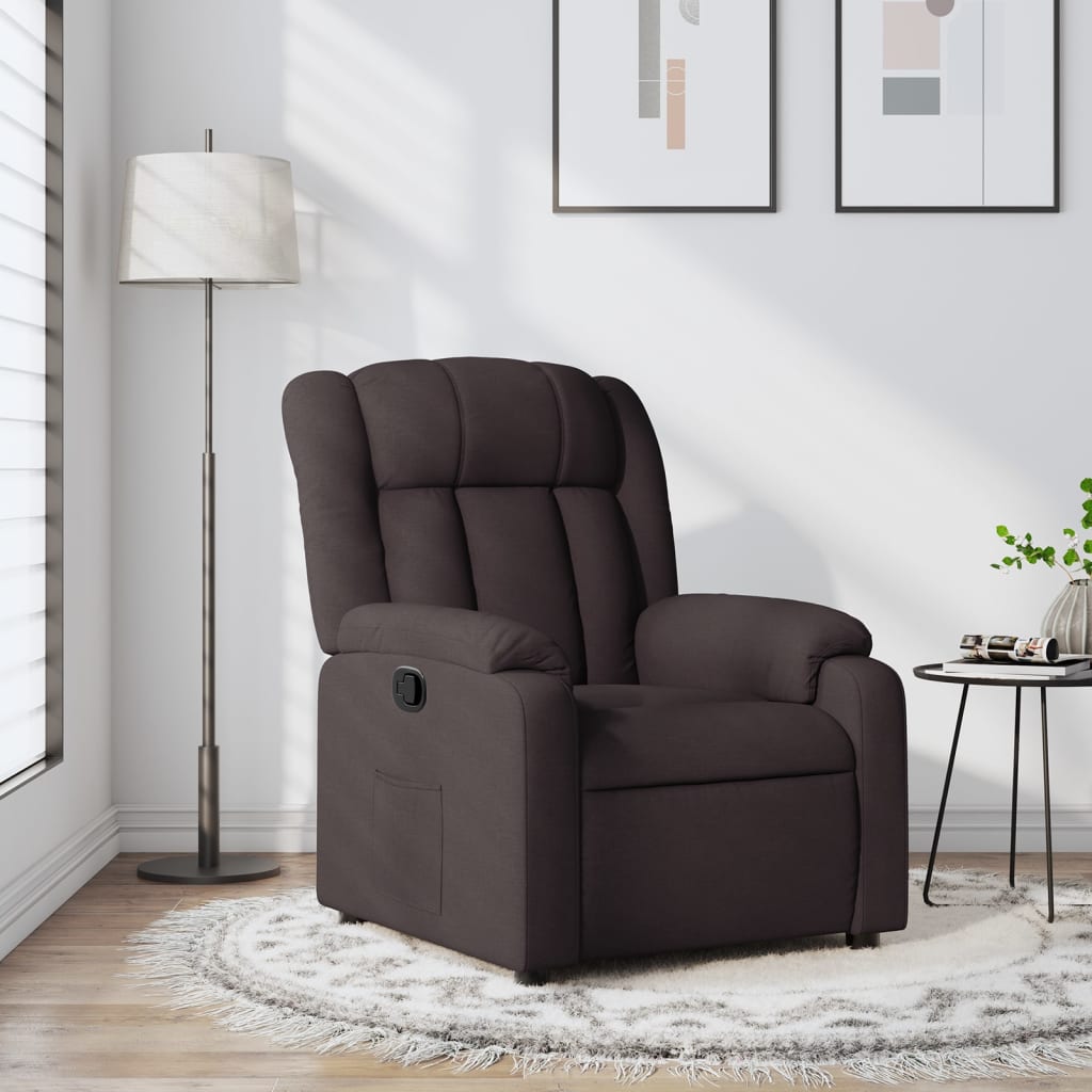 Fauteuil verstelbare stof donkerbruin