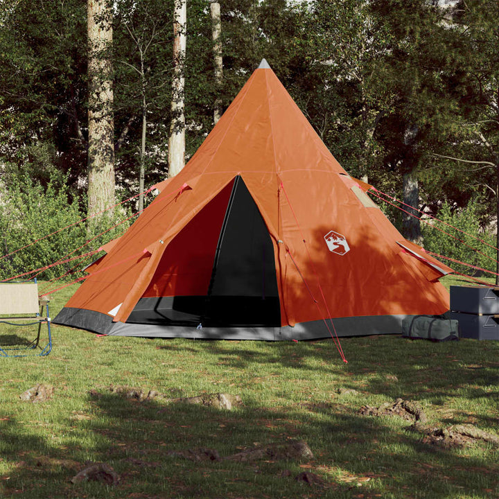 Tent 4-persoons 367x367x259 cm 185T taft grijs en oranje