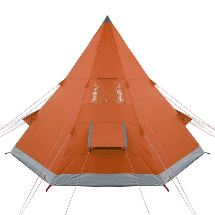 Tent 4-persoons 367x367x259 cm 185T taft grijs en oranje