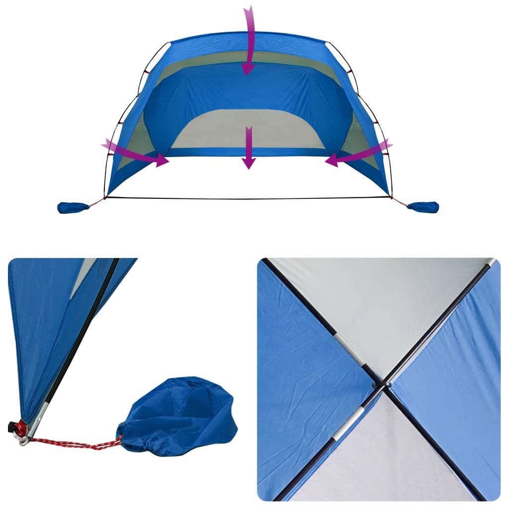 Strandtent 274x178x170/148 cm 185T taft azuurblauw