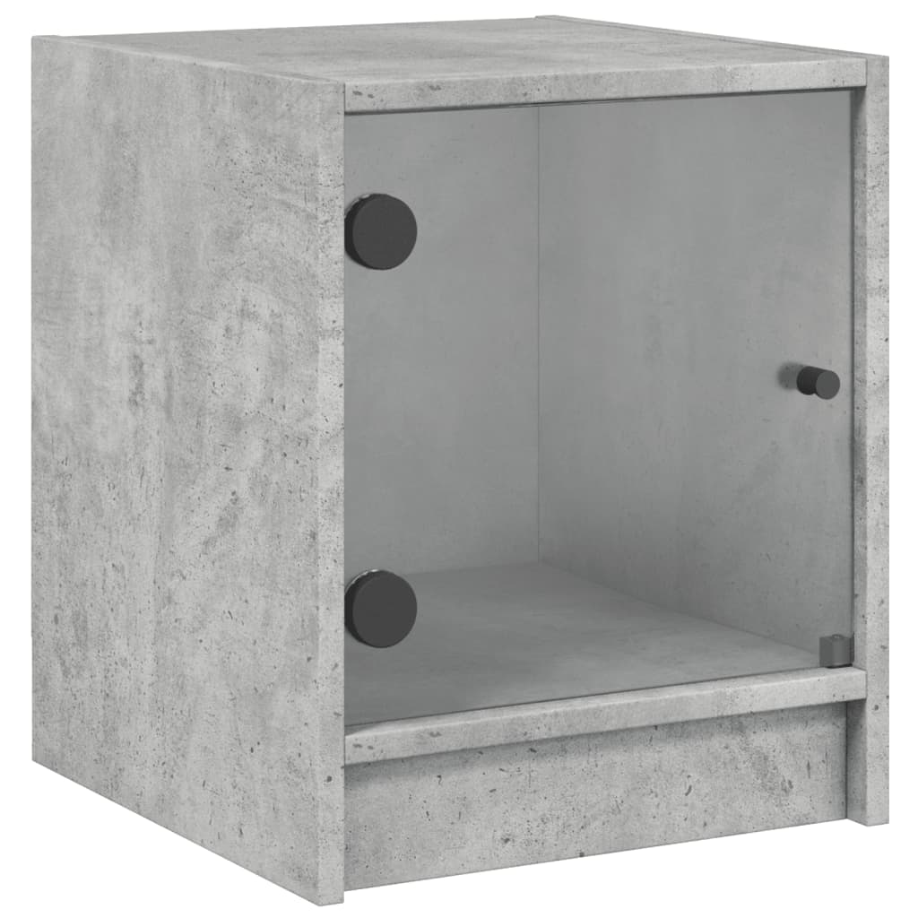 Nachtkastje met glazen deur 35x37x42 cm betongrijs