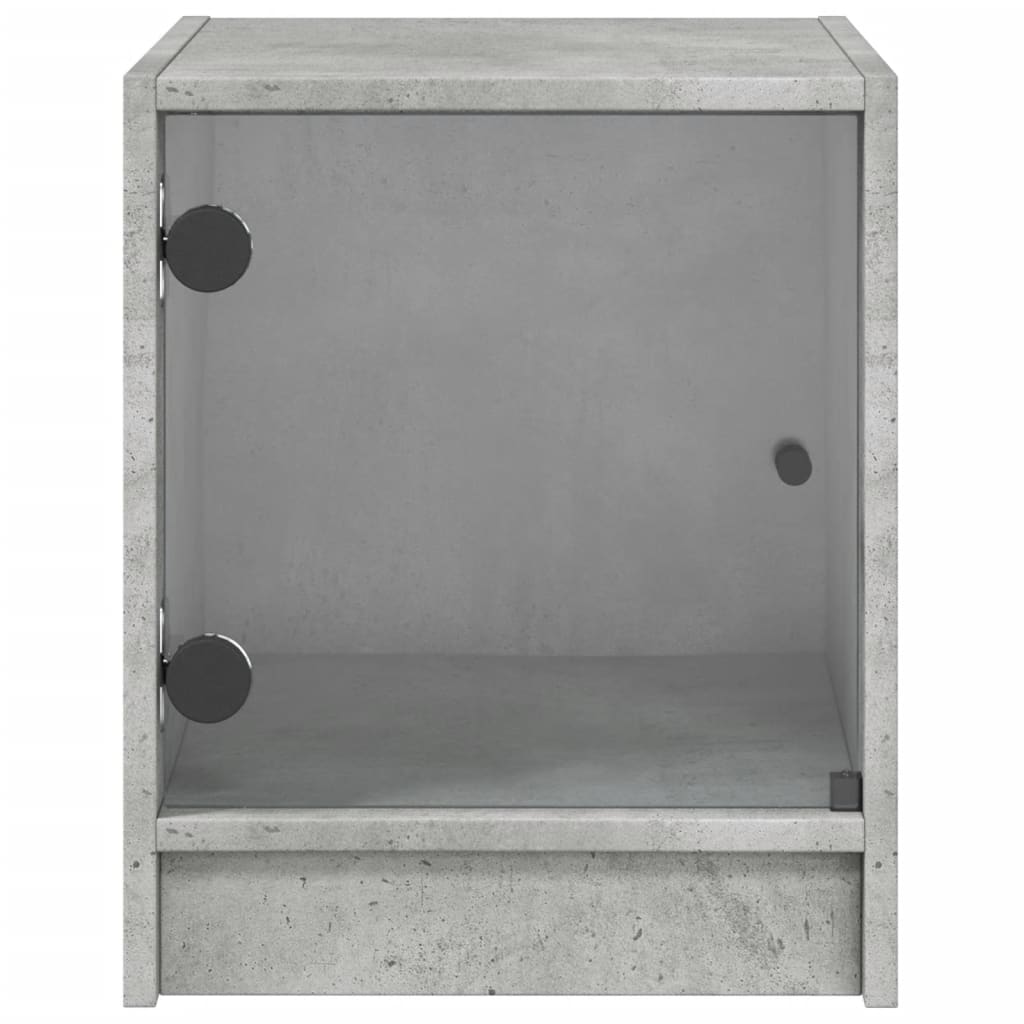 Nachtkastje met glazen deur 35x37x42 cm betongrijs