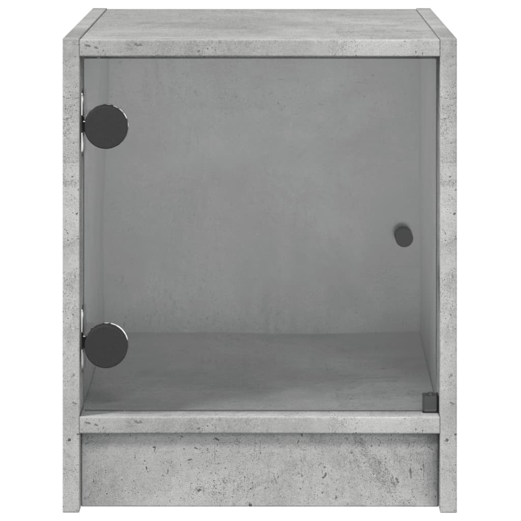Nachtkastjes met glazen deuren 2 st 35x37x42 cm betongrijs