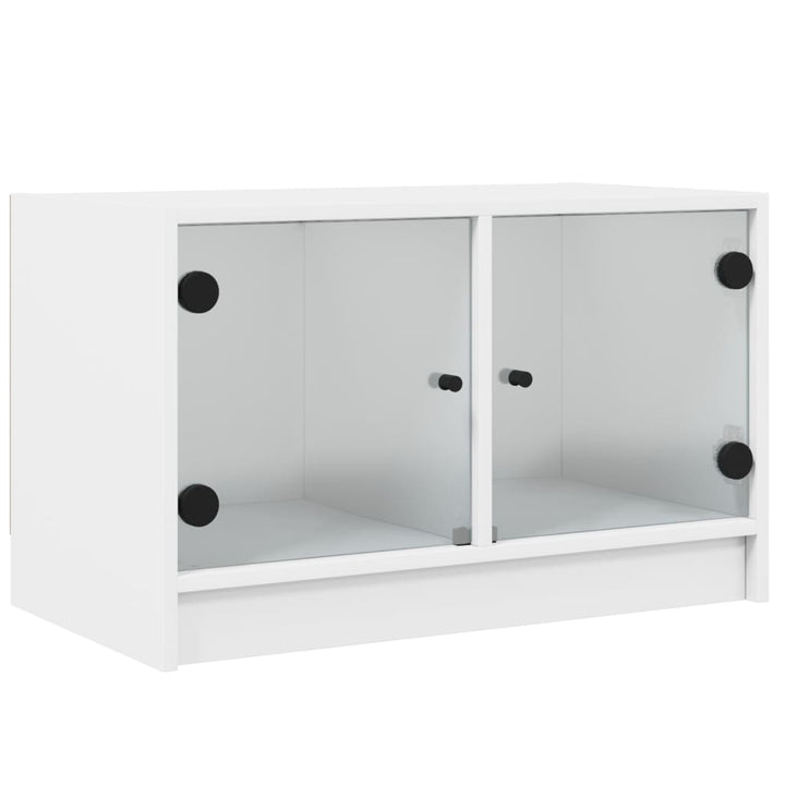 Tv-meubel met glazen deuren 68x37x42 cm wit