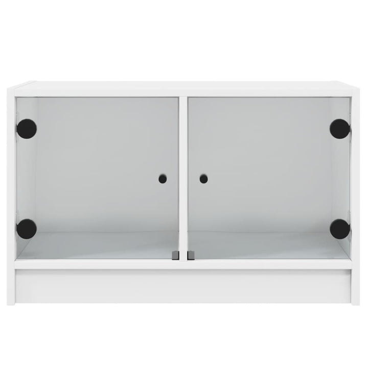 Tv-meubel met glazen deuren 68x37x42 cm wit