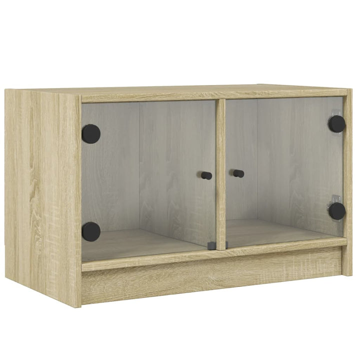 Tv-meubel met glazen deuren 68x37x42 cm sonoma eikenkleurig