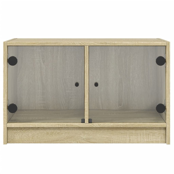 Tv-meubel met glazen deuren 68x37x42 cm sonoma eikenkleurig