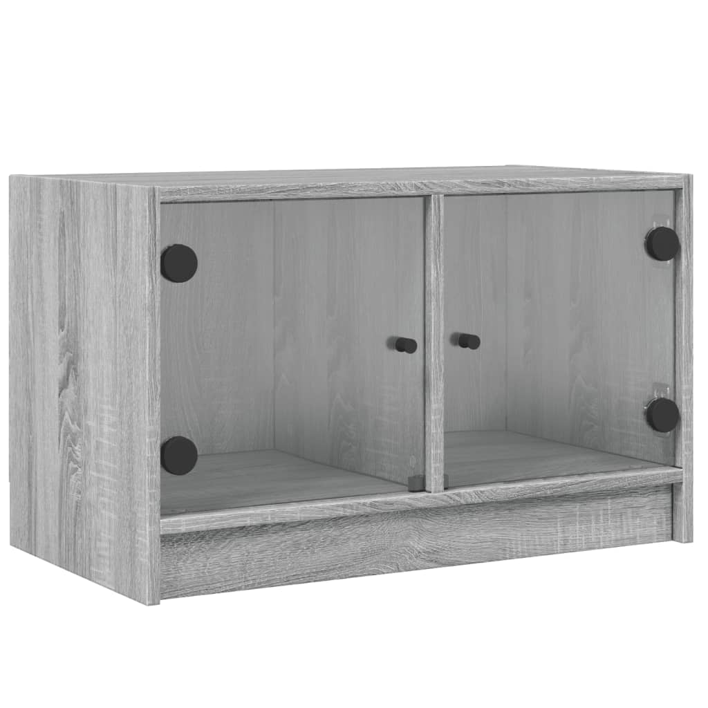 Tv-meubel met glazen deuren 68x37x42 cm grijs sonoma eiken