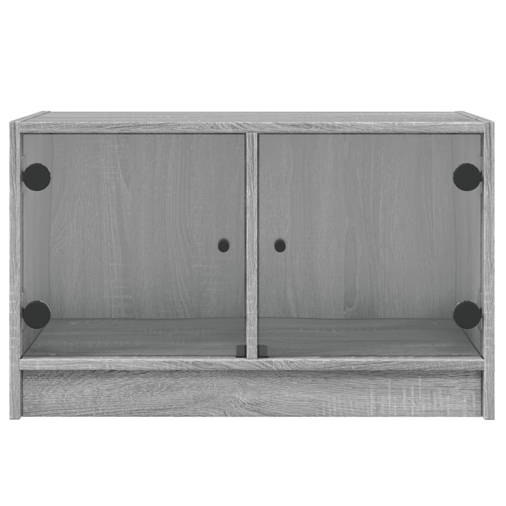 Tv-meubel met glazen deuren 68x37x42 cm grijs sonoma eiken