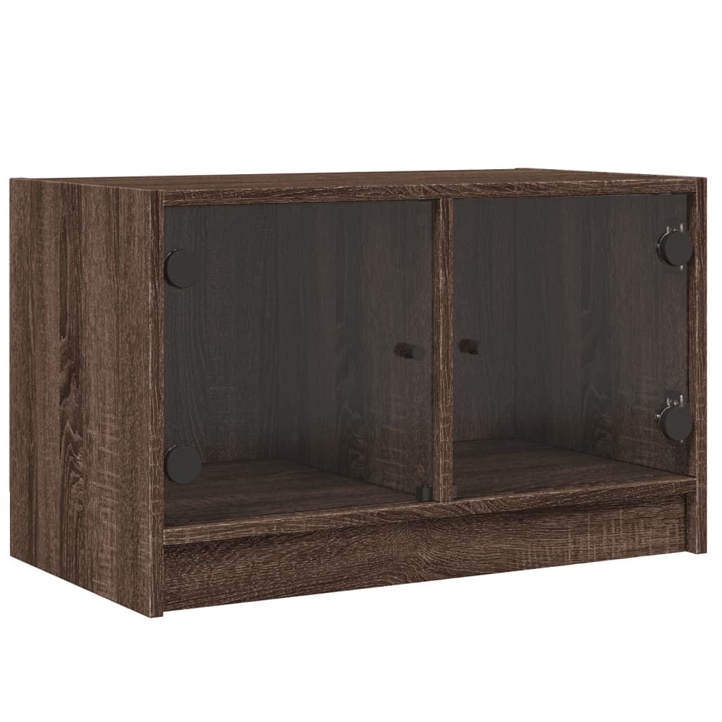 Tv-meubel met glazen deuren 68x37x42 cm bruineikenkleurig