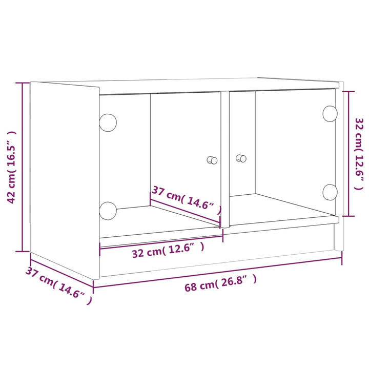 Tv-meubel met glazen deuren 68x37x42 cm bruineikenkleurig