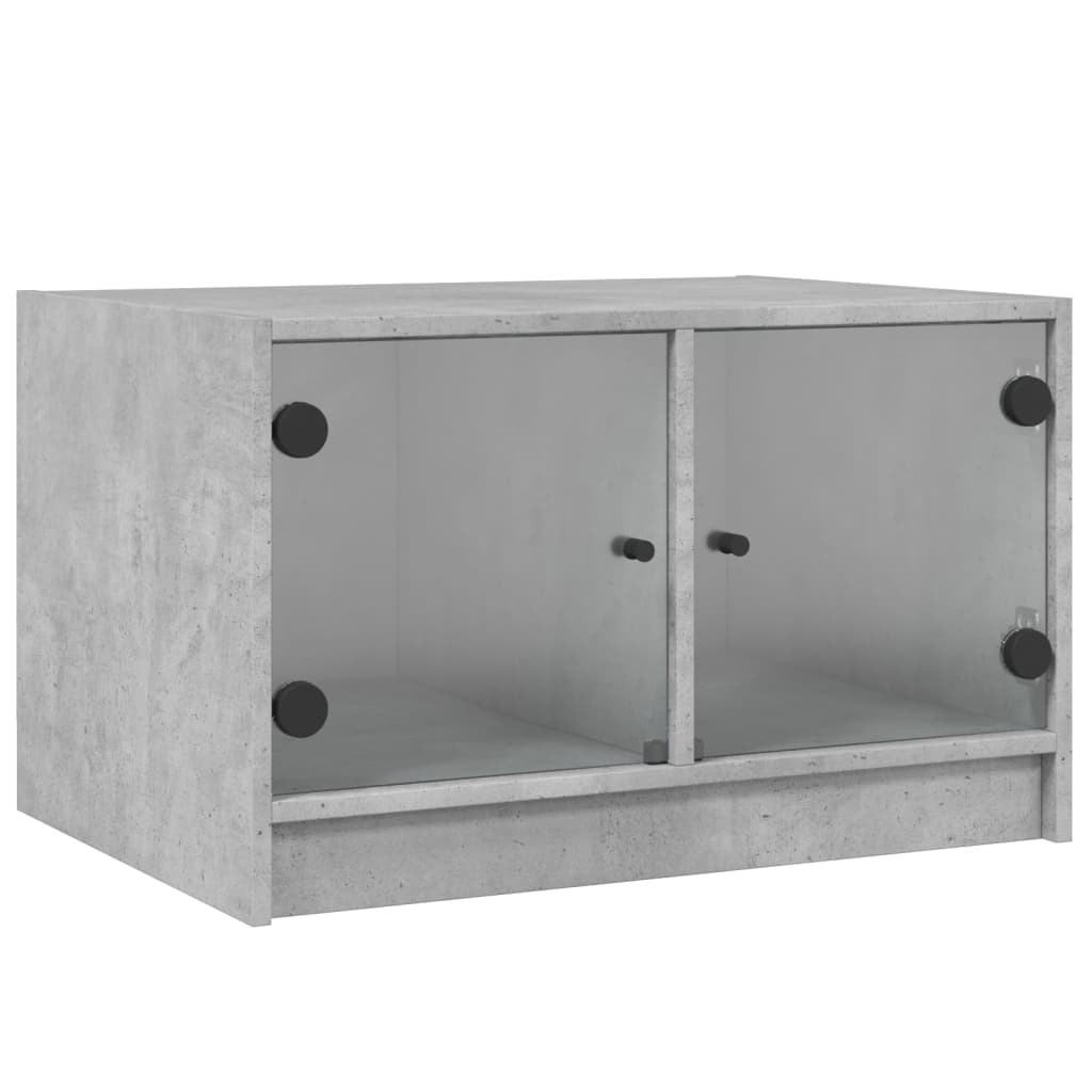 Salontafel met glazen deuren 68x50x42 cm betongrijs