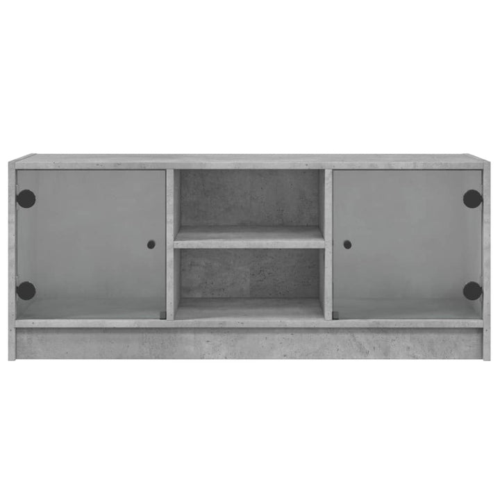 Tv-meubel met glazen deuren 102x37x42 cm betongrijs