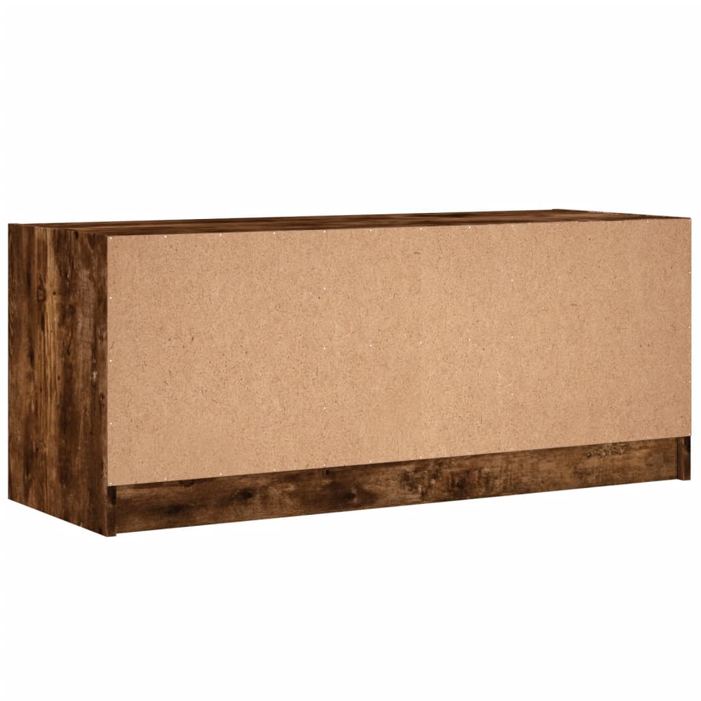 Tv-meubel met glazen deuren 102x37x42 cm gerookt eikenkleurig