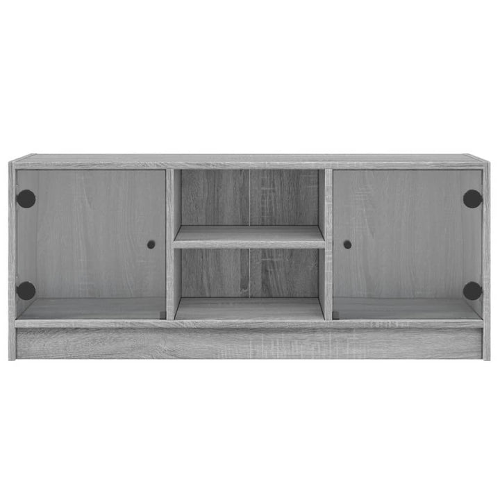 Tv-meubel met glazen deuren 102x37x42 cm grijs sonoma eiken