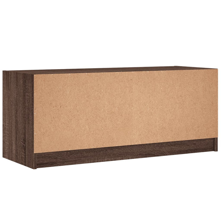 Tv-meubel met glazen deuren 102x37x42 cm bruineikenkleurig