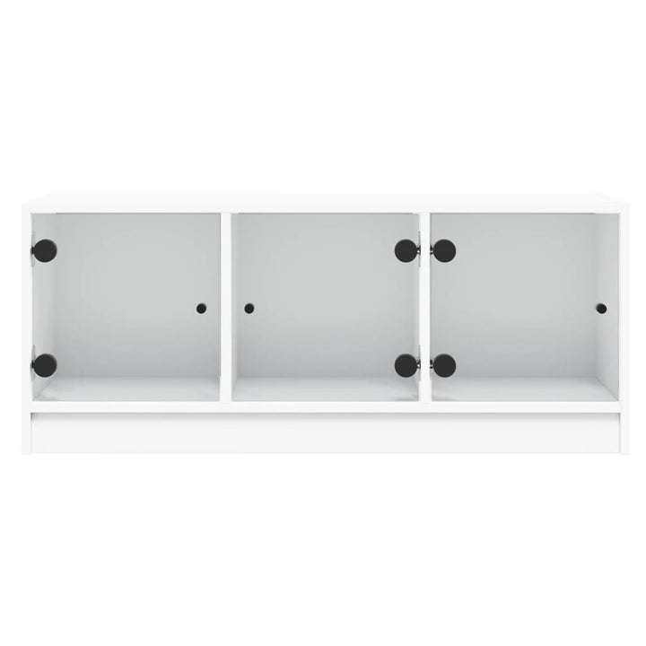 Tv-meubel met glazen deuren 102x37x42 cm wit