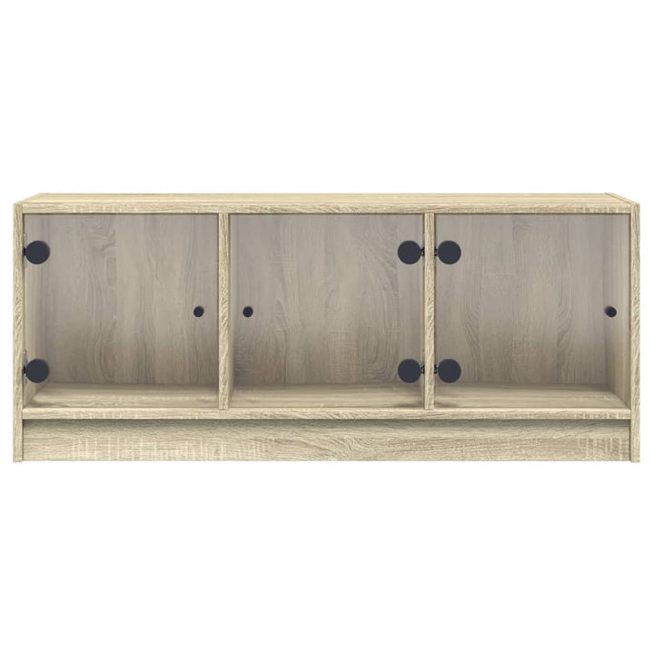 Tv-meubel met glazen deuren 102x37x42 cm sonoma eikenkleurig