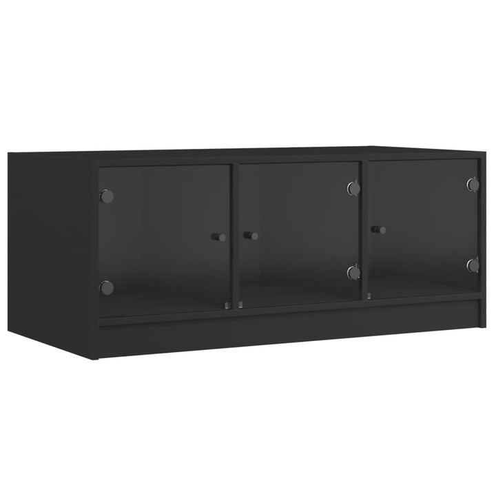 Salontafel met glazen deuren 102x50x42 cm zwart