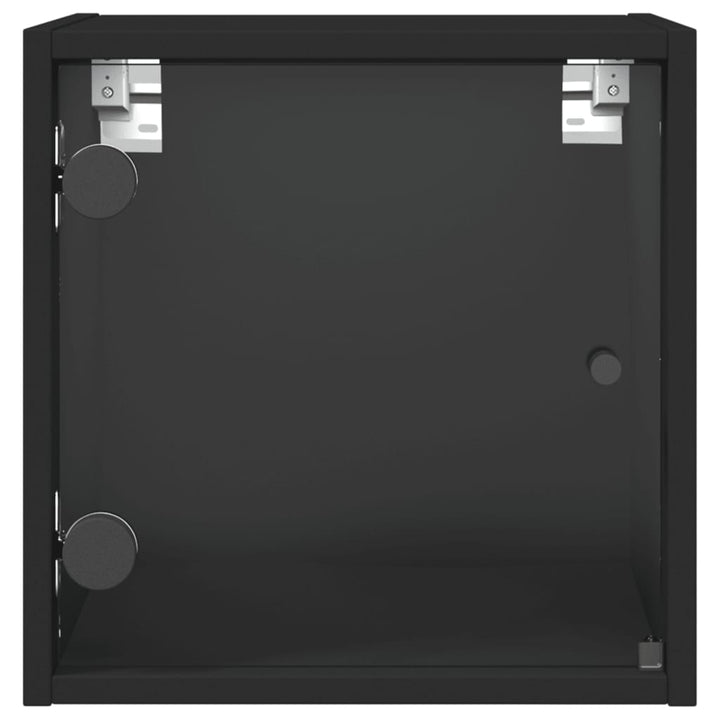 Nachtkastjes met glazen deuren 2 st 35x37x35 cm zwart