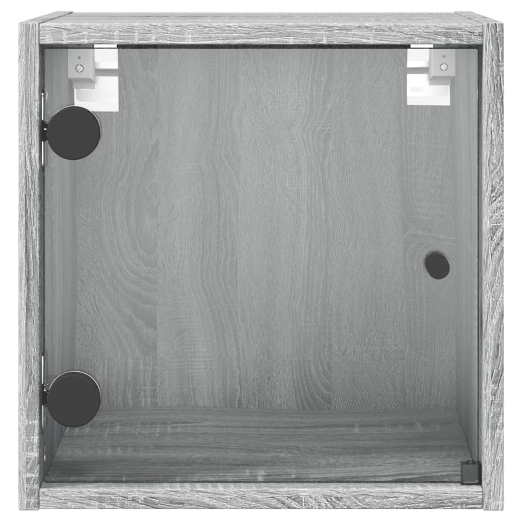 Nachtkastje met glazen deur 35x37x35 cm grijs sonoma eikenkleur