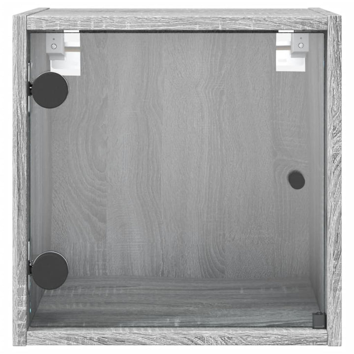 Nachtkastjes met glazen deuren 2 st 35x37x35 cm grijs sonoma