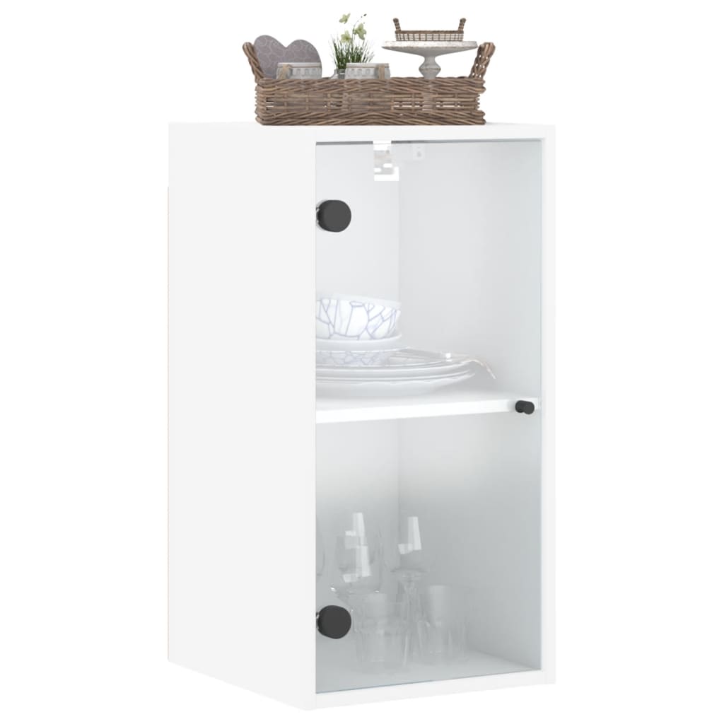 Wandkast met glazen deuren 35x37x68,5 cm wit