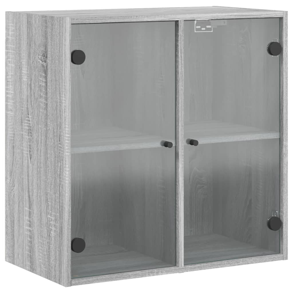 Wandkast met glazen deuren 68x37x68,5 cm grijs sonoma eiken