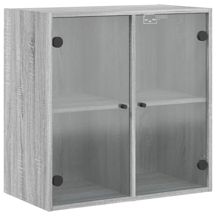 Wandkast met glazen deuren 68x37x68,5 cm grijs sonoma eiken