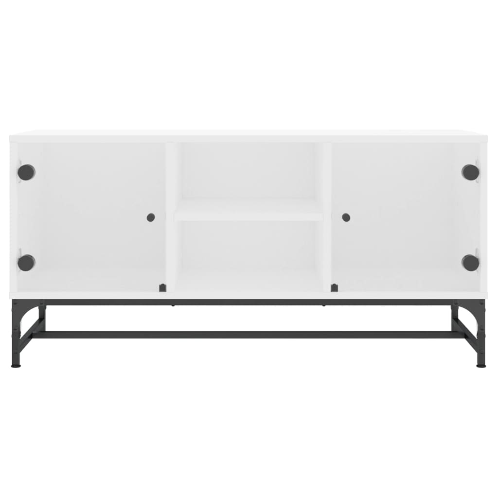 Tv-meubel met glazen deuren 102x37x50 cm wit