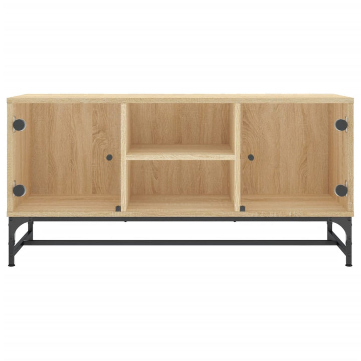 Tv-meubel met glazen deuren 102x37x50 cm sonoma eikenkleurig