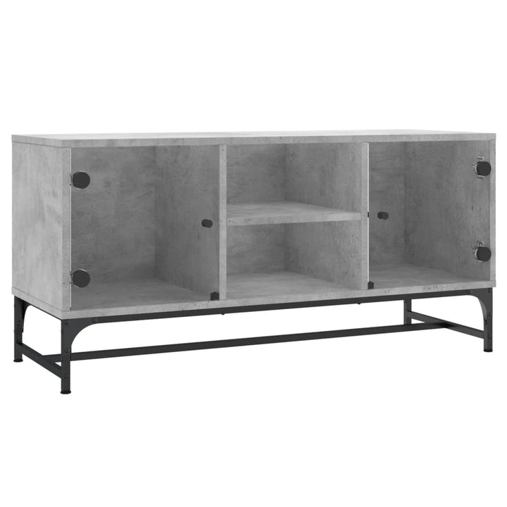 Tv-meubel met glazen deuren 102x37x50 cm betongrijs