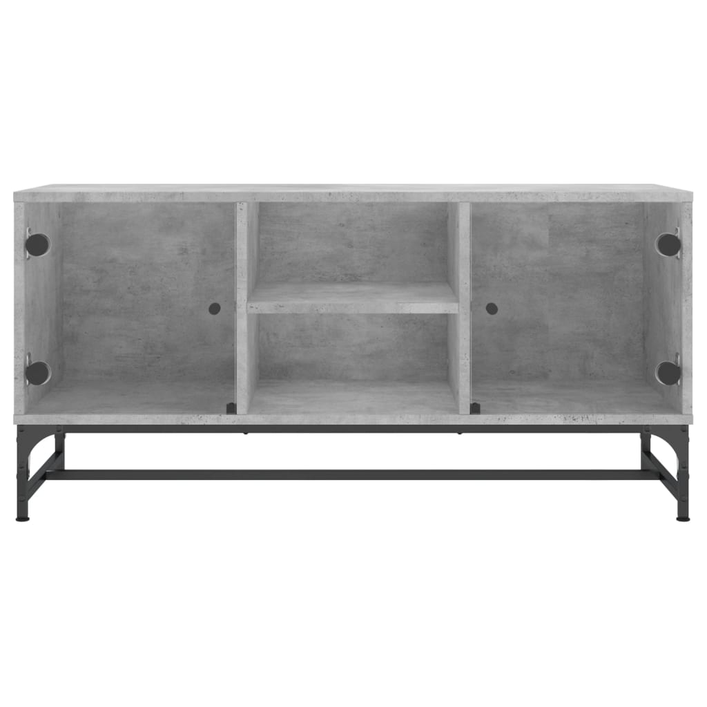 Tv-meubel met glazen deuren 102x37x50 cm betongrijs