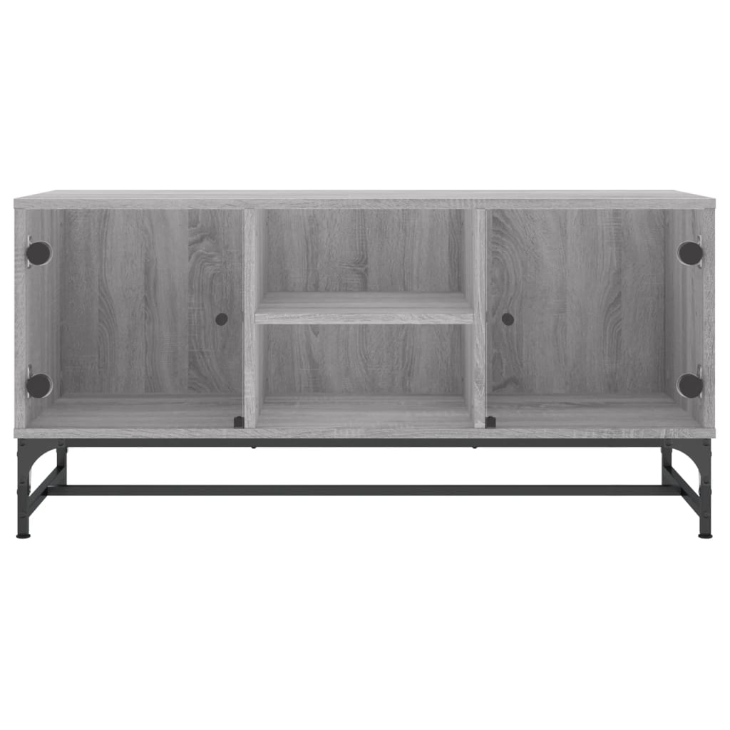 Tv-meubel met glazen deuren 102x37x50 cm grijs sonoma eiken