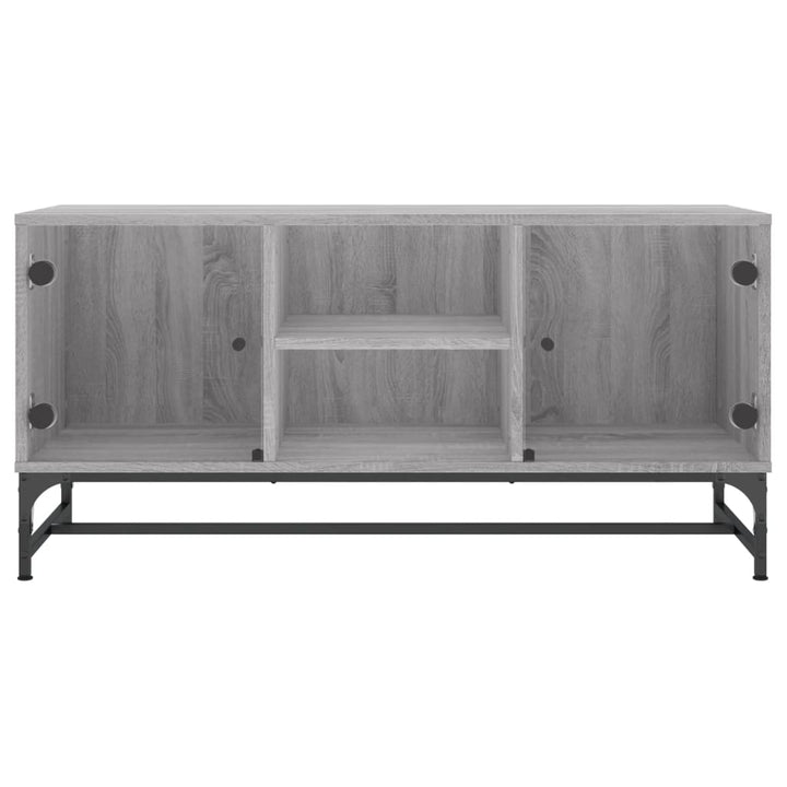 Tv-meubel met glazen deuren 102x37x50 cm grijs sonoma eiken